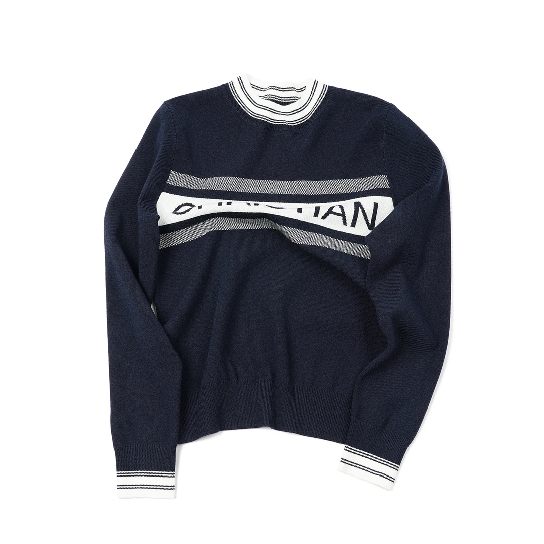 【拼色字母圆领卫衣】宽松套头内搭薄款针织衫女XG23MY071