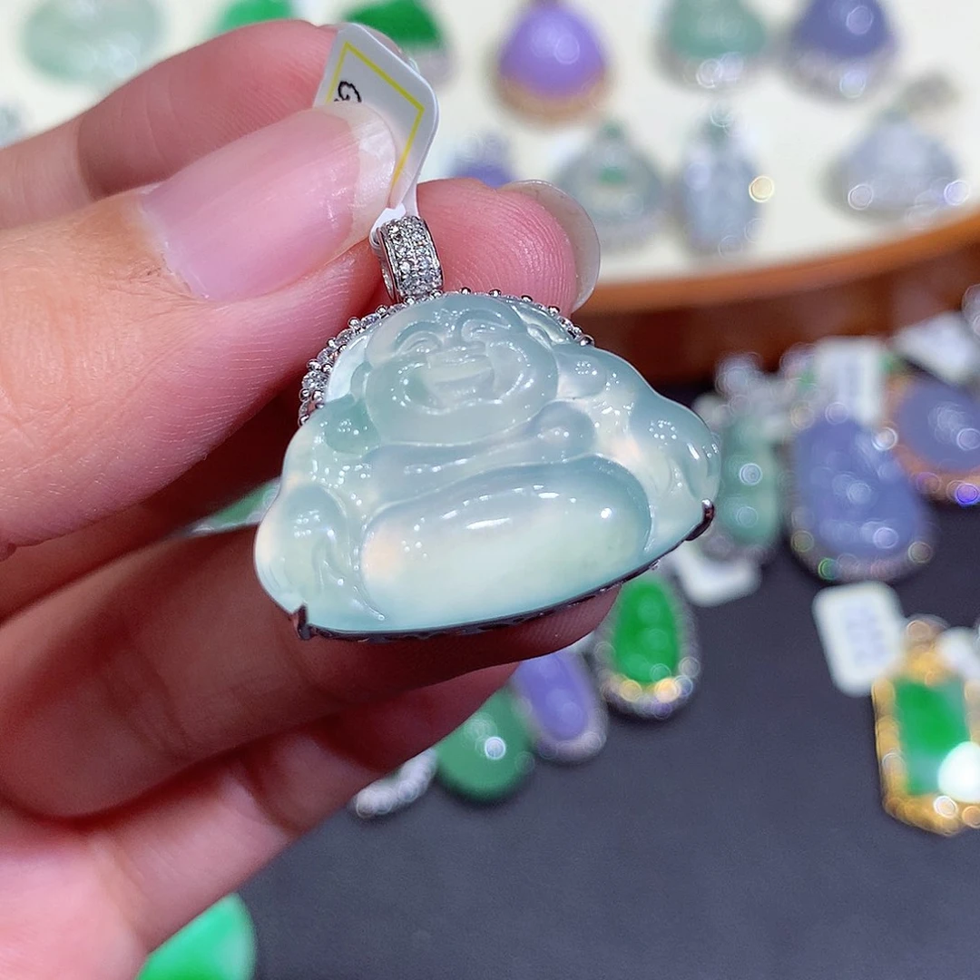 翡翠吊坠(不含链)18K金镶嵌