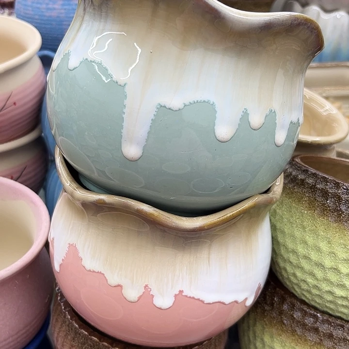 多肉绿植陶瓷花盆9.9包邮，有孔