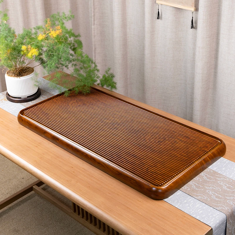 满意100*50*5CM【黄棕色】25款实木茶盘家用客厅办公室简约功夫茶具