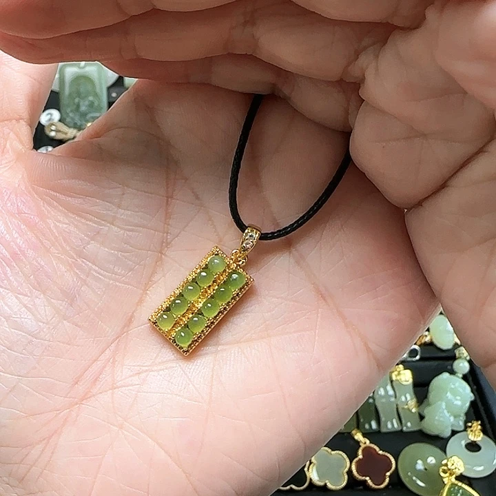 和田玉银S925镶嵌吊坠(不含链)