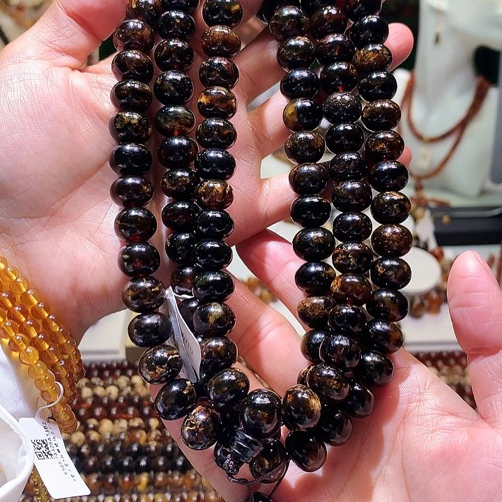 未镶嵌琥珀裸石12m黑花