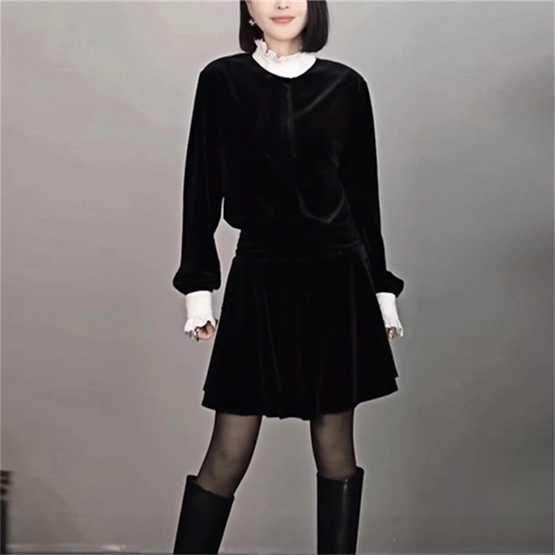 高级气质修身显瘦简约拼接潮流连衣裙2025秋季新款洋气减龄连衣裙