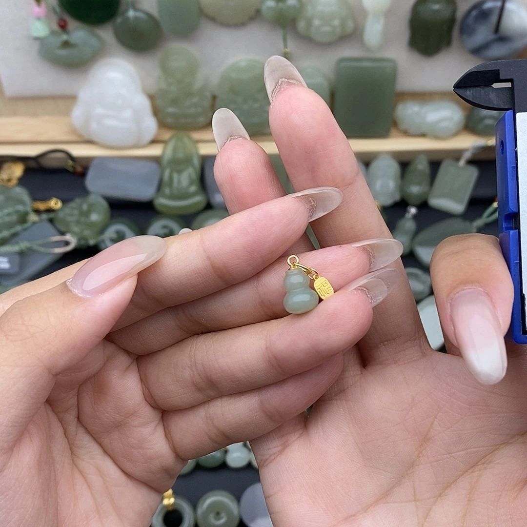 和田玉银S925镶嵌吊坠(不含链)