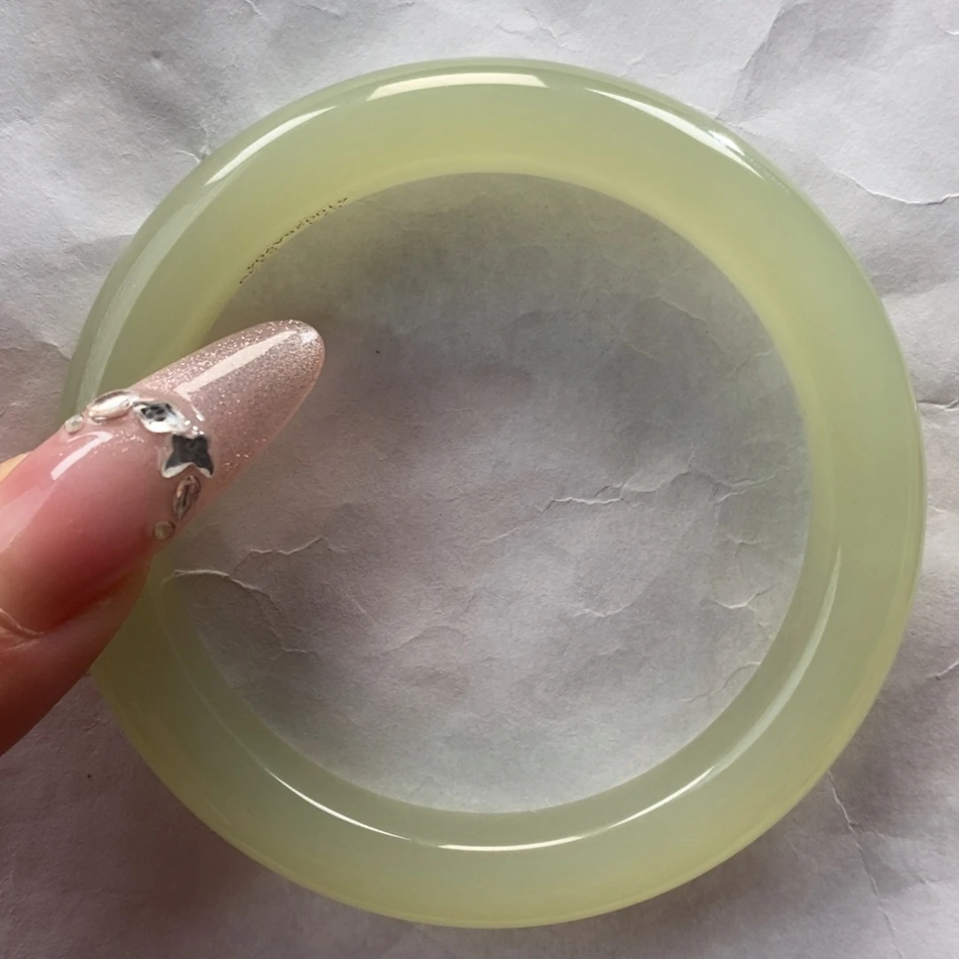 和田玉手镯未镶嵌茶晴57