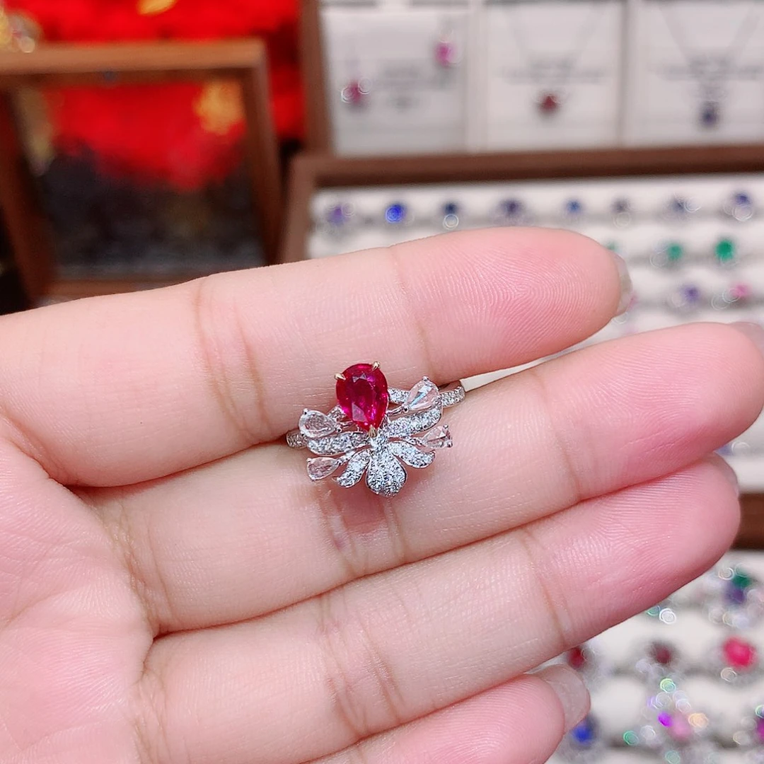 戒指18K金镶嵌红宝石1.03ct/七天无理由