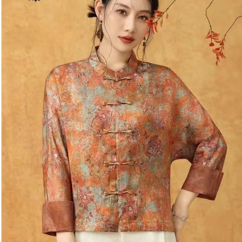 【虞美人】2053女上衣新中式双面穿女立领中国风