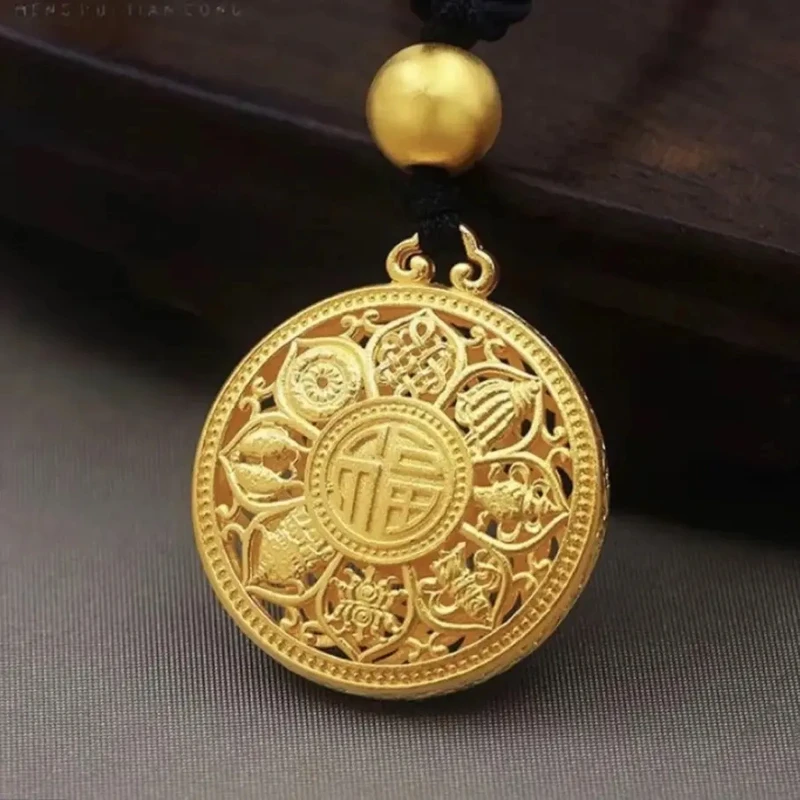合金吊坠 双面雕刻八宝罗盘吊坠