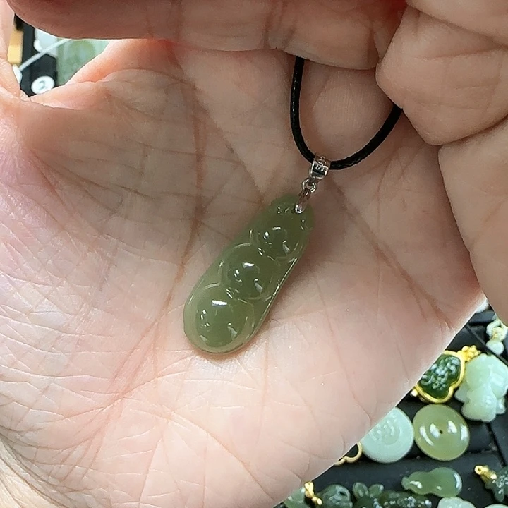 和田玉银S925镶嵌吊坠(不含链)