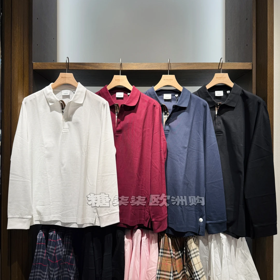 未使用 BURBERRY/博柏利 男士长袖休闲商务Polo格纹三粒扣