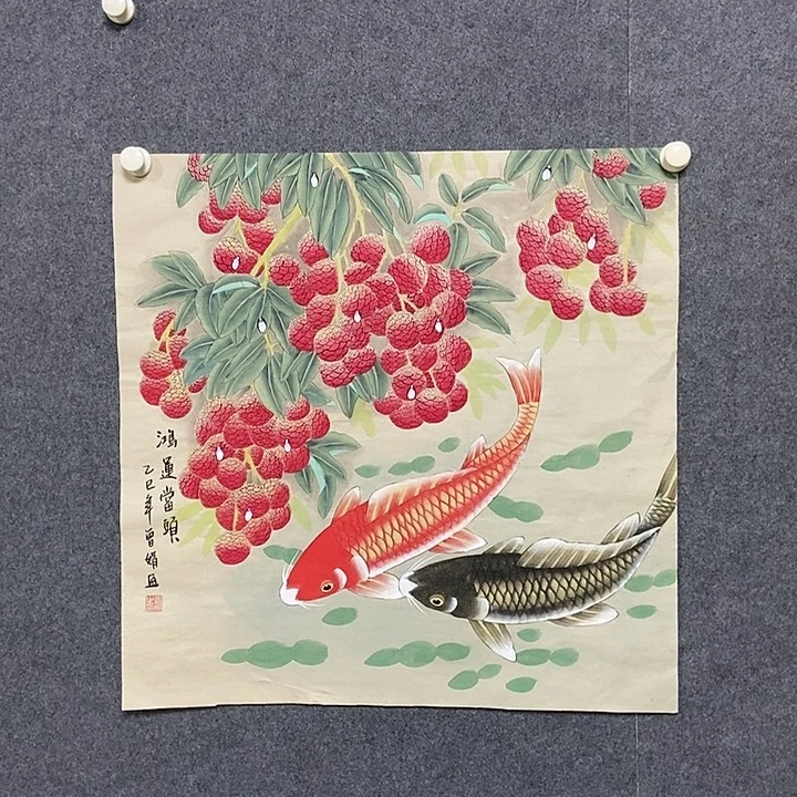 国画四尺斗方工笔花鸟一幅