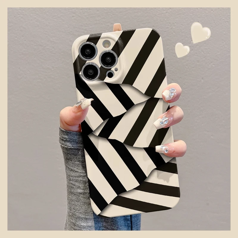 碎片黑白条纹适用苹果16promax菲林手机壳华为荣耀oppo小米15vivo