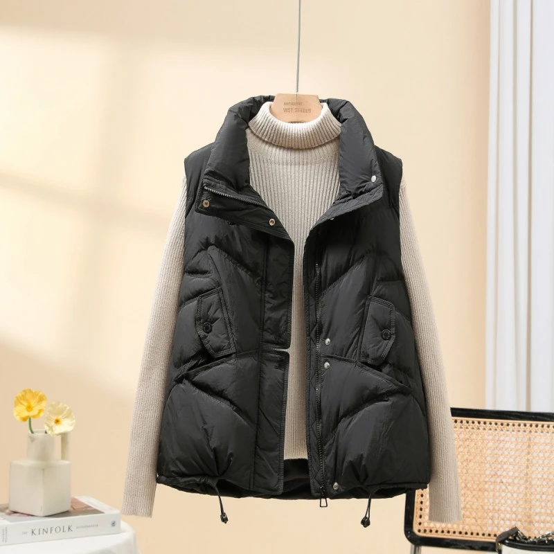 立领棉马夹女短款2025年新款韩版轻薄马甲百搭坎肩背心秋冬外套潮