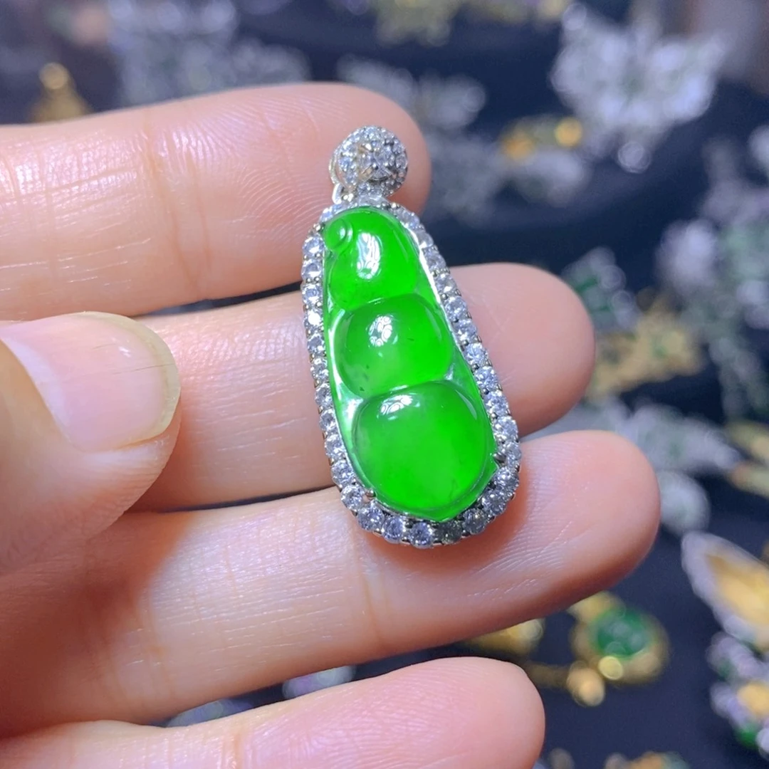 翡翠银S925镶嵌颈饰天然翡翠