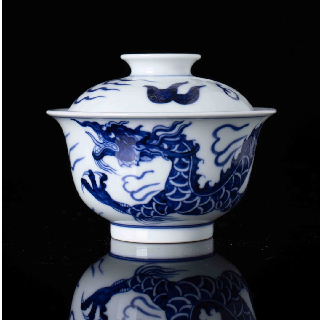 景德镇官方甄选 雨溪山房 元龙盖碗