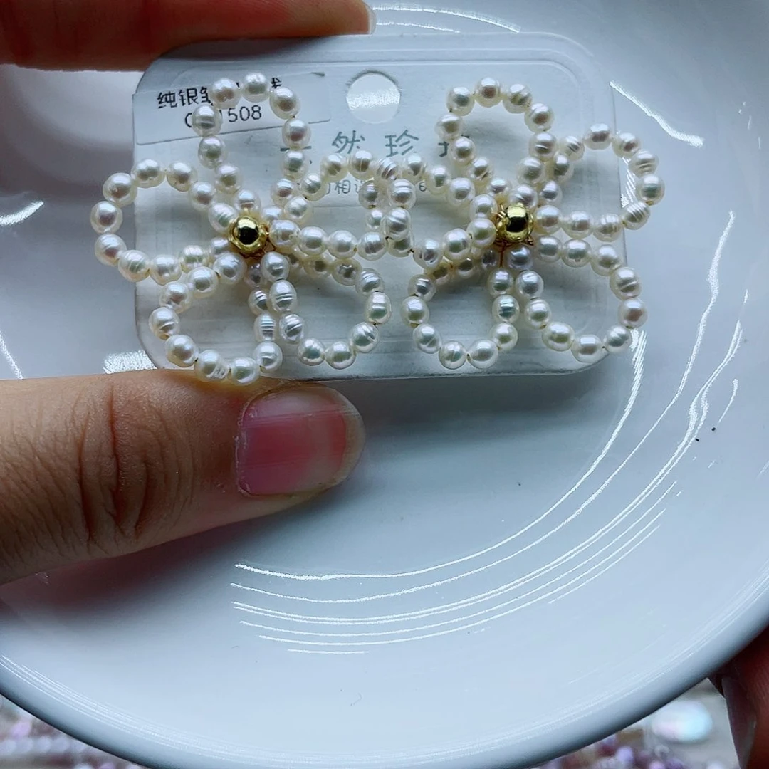 银S925镶嵌耳饰淡水珍珠