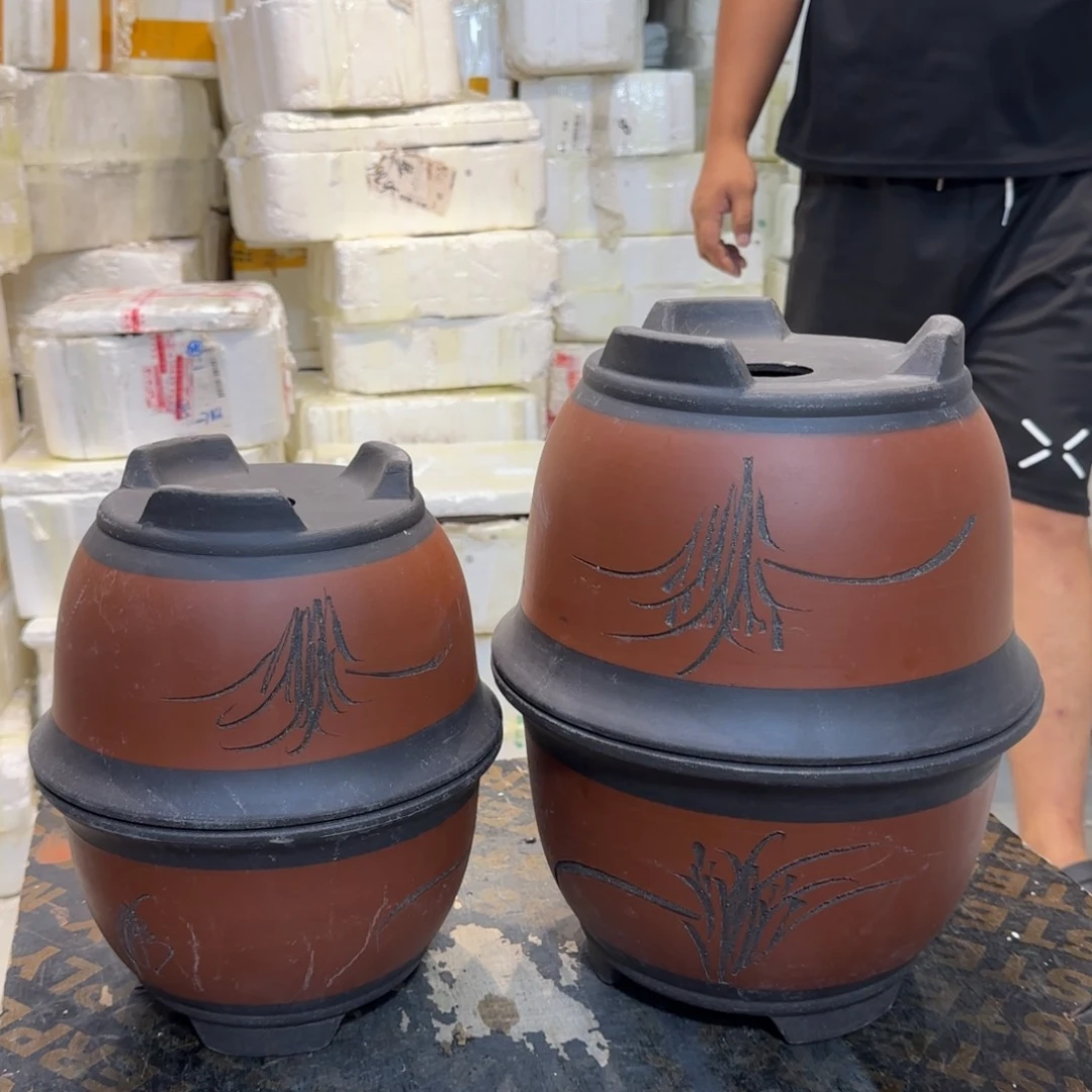 紫砂花盆口径19高度12口15高度10