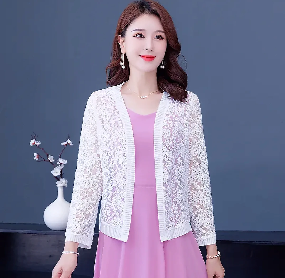 蕾丝小披肩女夏百搭短款镂空小外套配裙子薄款防晒开衫小外搭上衣