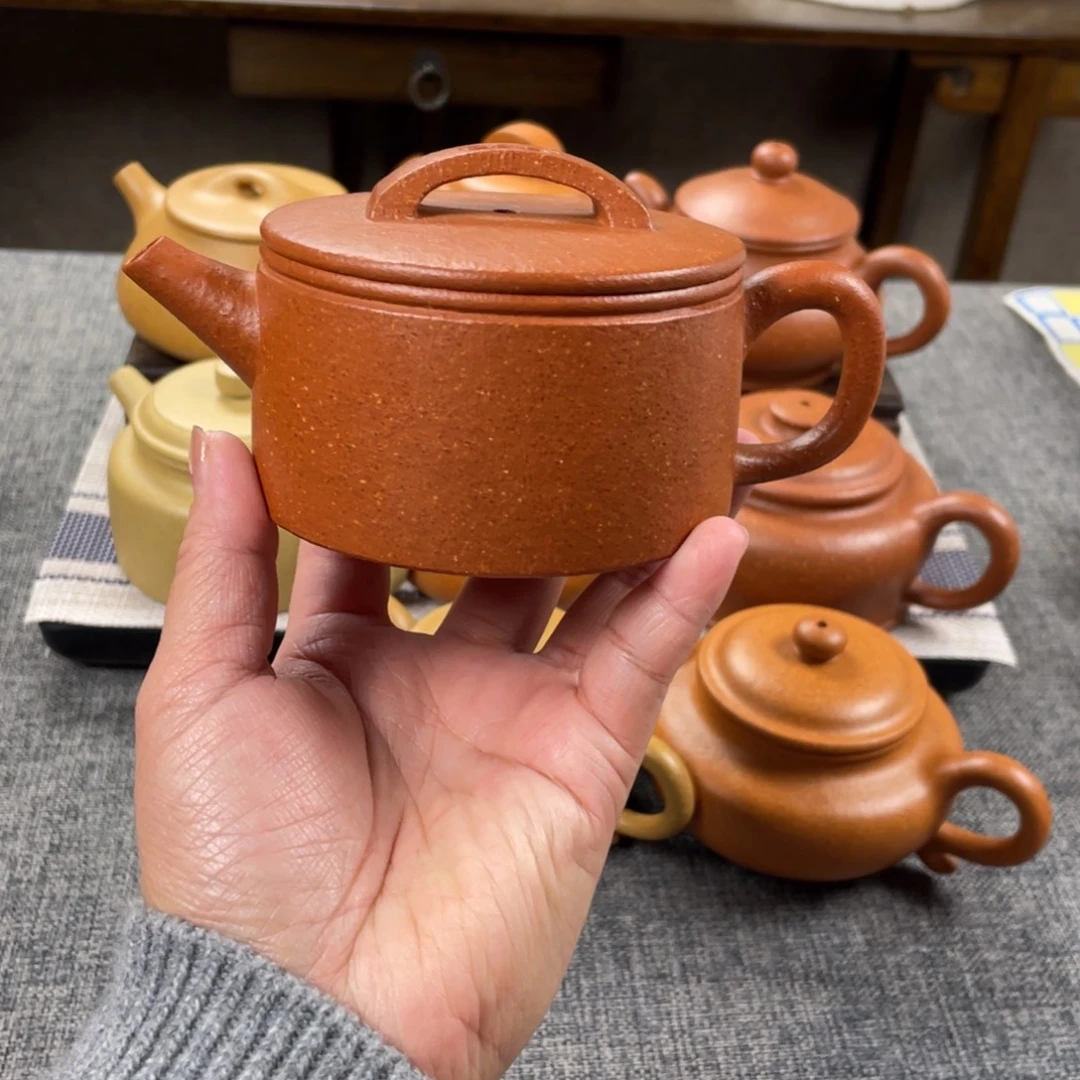 紫砂茶壶红降坡汉瓦全手30目190