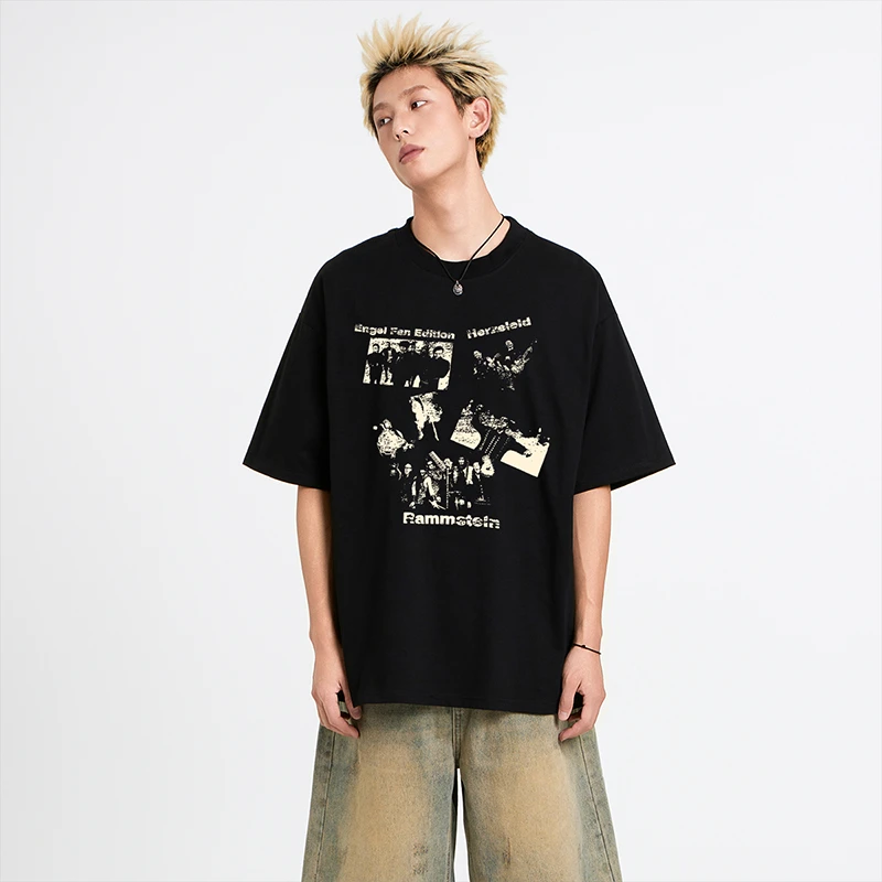 WAINOT280g重磅美式痞帅短袖T恤宽松休闲圆领上衣夏季男生潮流