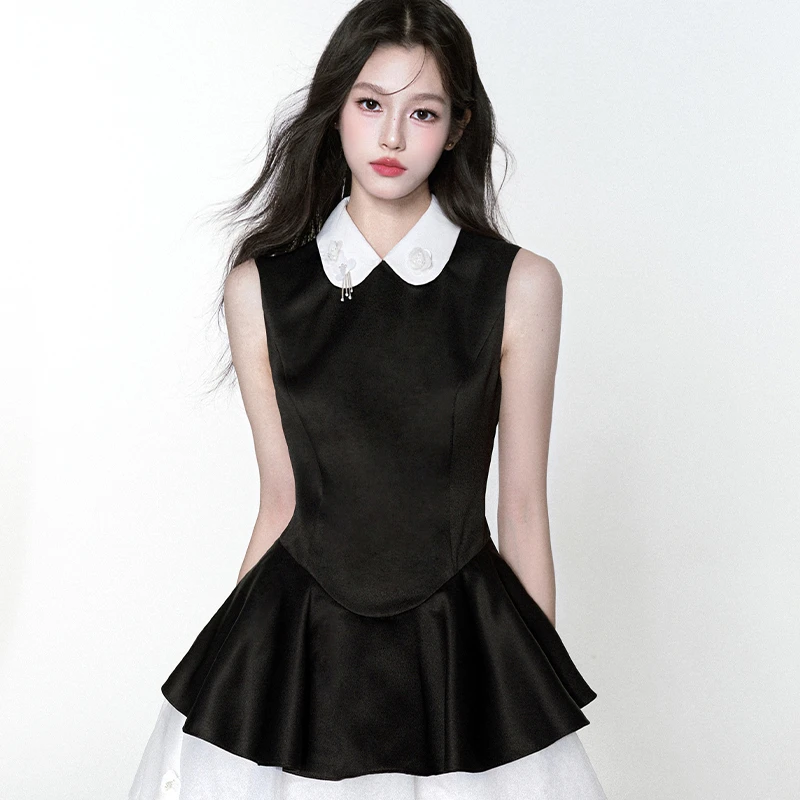 Fragile Heart易碎商店·夜珀凝光 千金拼纱芭蕾裙无袖背心连衣裙