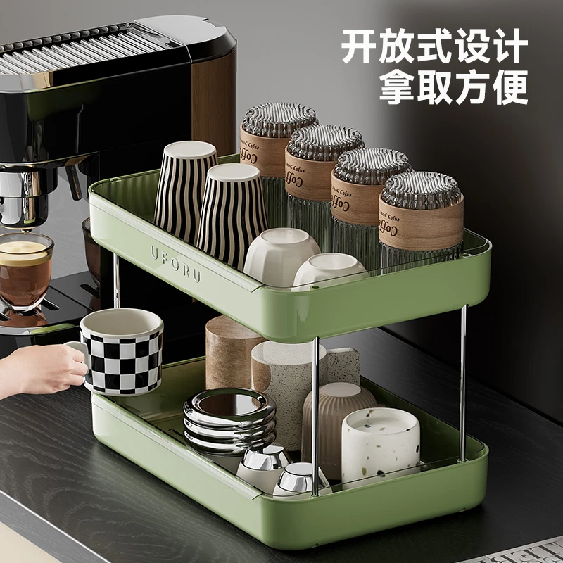 洛诺兔轻奢风杯子收纳架桌面置物架办公室家用大容量杯架带沥水盘