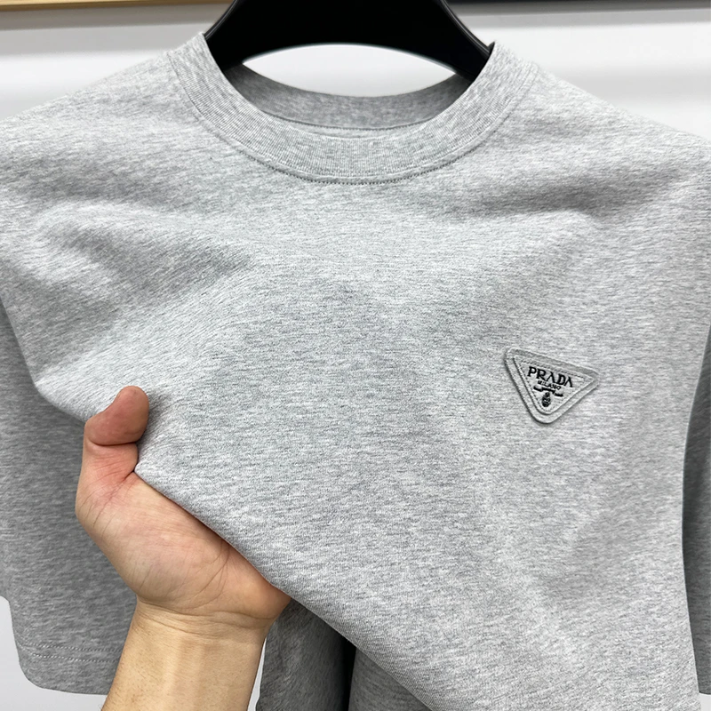 CATIA SELI夏季透气短袖T恤纯棉圆领男士时尚纯色半袖中青年休闲