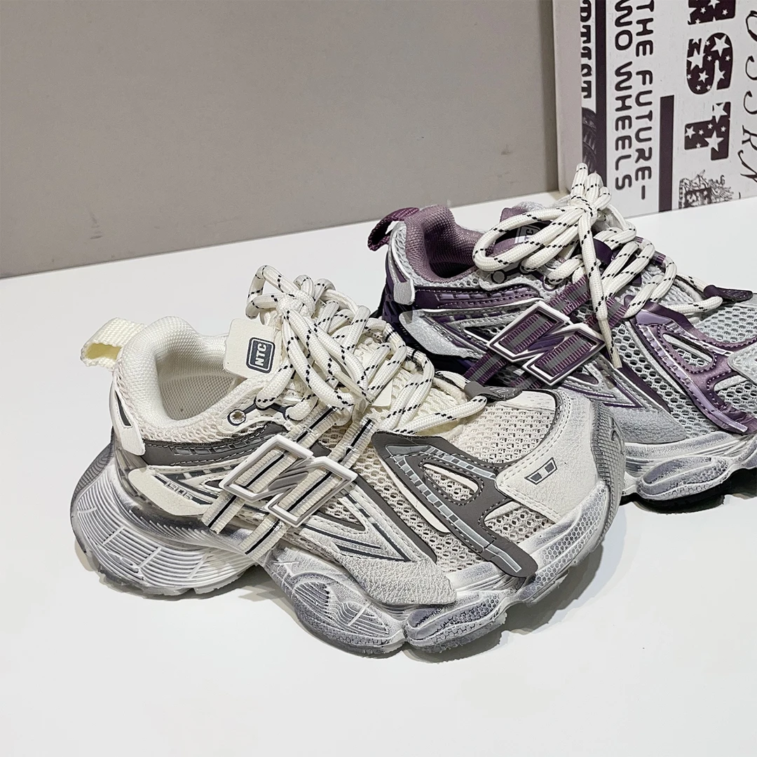 左左家2025夏季新款儿童透气软底休闲运动鞋中大童潮牌百搭老爹鞋