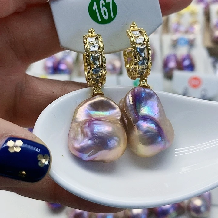 银S925镶嵌耳饰淡水珍珠