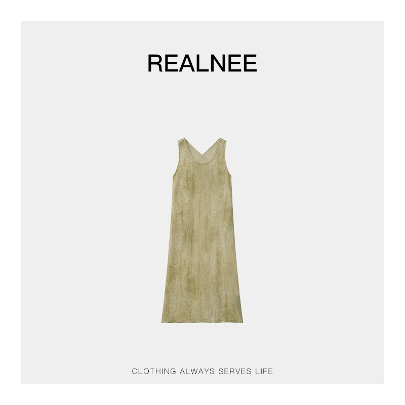 REALNEEI【繁花】进口人棉晕染连衣裙度假风随性舒适主义穿搭03662