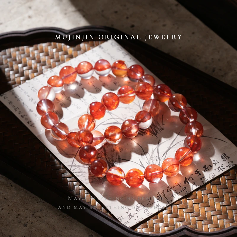 【木槿槿 高净体】天然红胶花水晶手串女款时尚饰品手链多样性发一