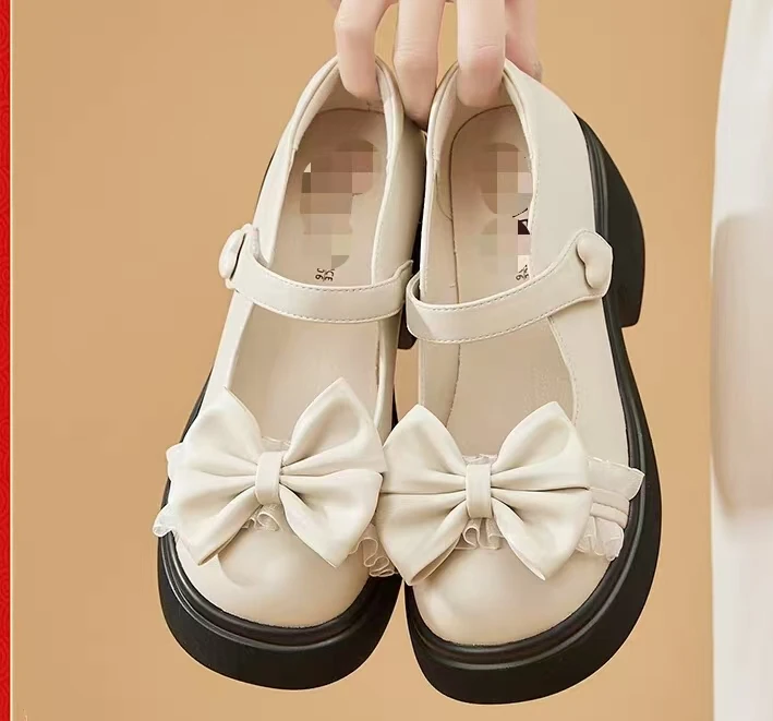 厚底乐福鞋女2024新款法式时尚增高软底英伦风粗跟小皮鞋23639