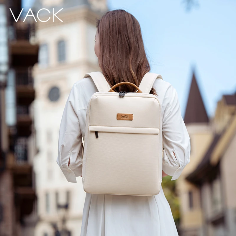 VACK时尚简约轻薄防水14寸16寸电脑双肩包男女商务通勤小书包休闲