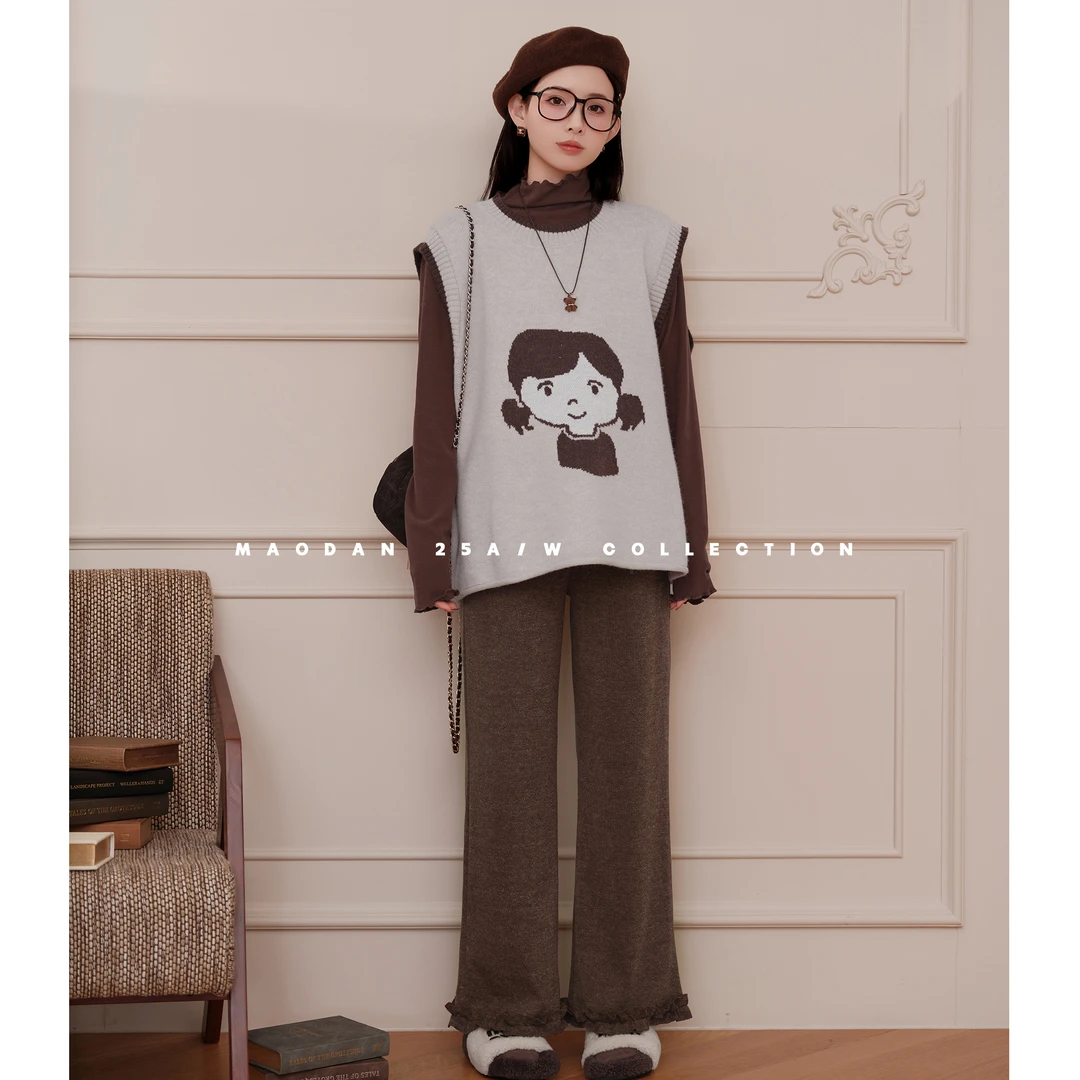 maodan/猫单【可露丽女孩】孕妇装秋冬新品时尚休闲马甲内搭裤子