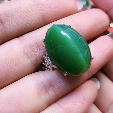 和田玉戒指银S925镶嵌