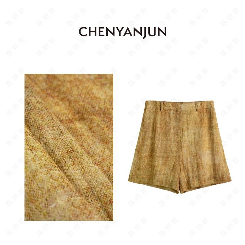 陈妍君【炒色苎麻天丝极简休闲风短裤】CYJ-QQ328-2193