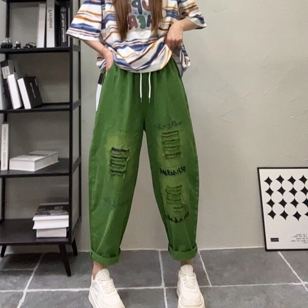 6555新款宽松休闲百搭彩色牛仔裤