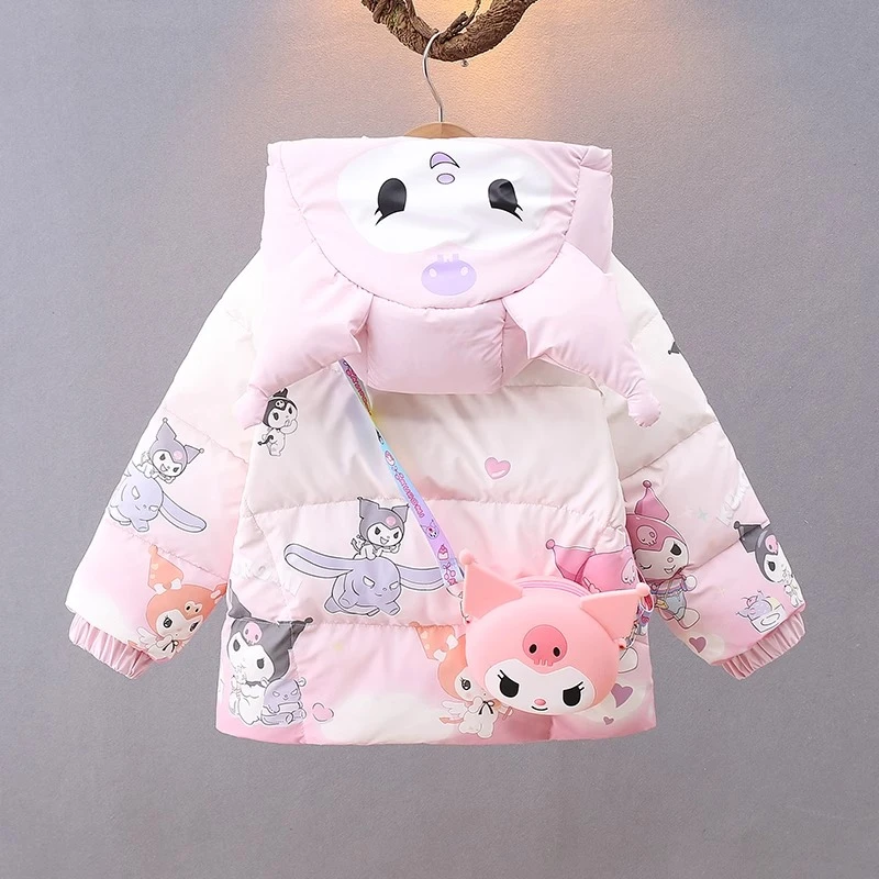 库洛米女童白鸭绒羽绒服2025新款洋气女宝宝冬装外套儿童冬季加厚