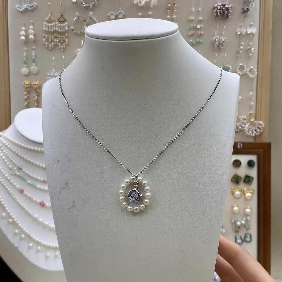 耳饰银S925镶嵌淡水珍珠