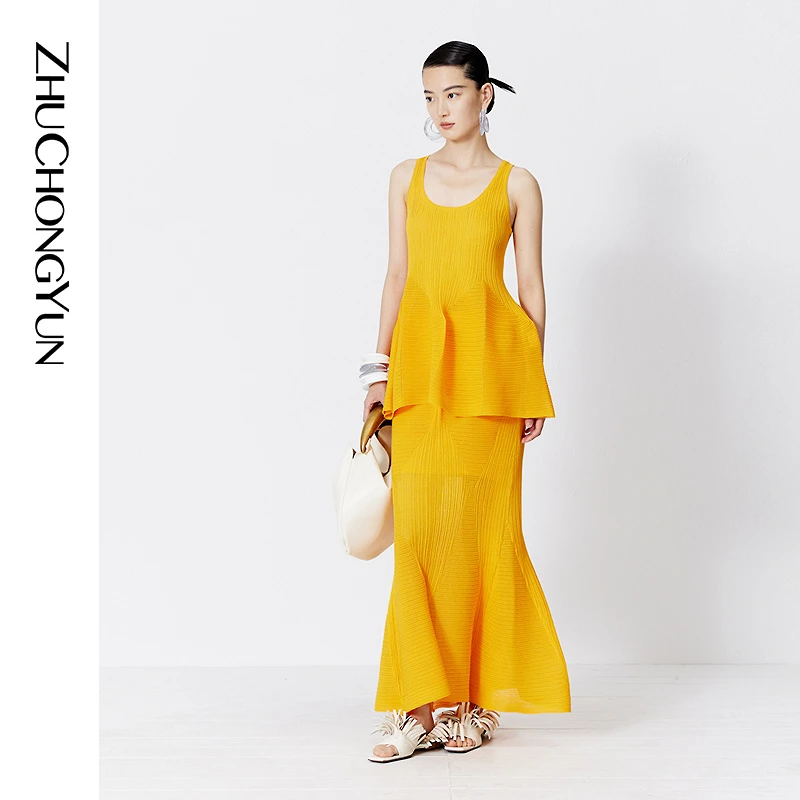 ZHUCHONGYUN2023夏新款活力立体解构肌理感针织上衣C1DE2863M女装