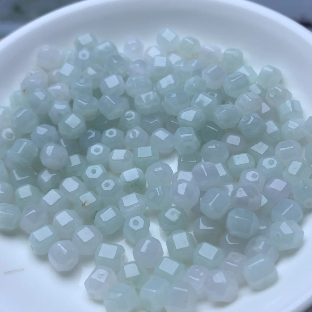 散珠翡翠卡6冰六棱珠30个