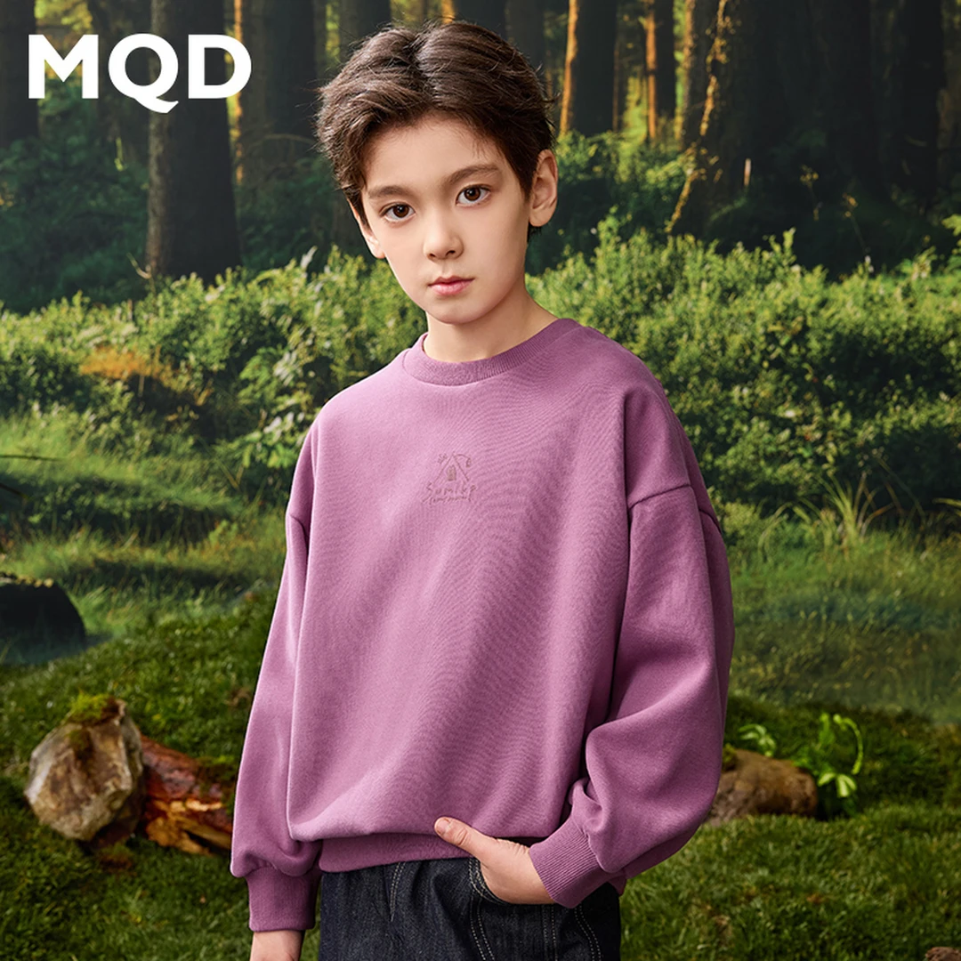 MQD童装儿童春秋学院风卡通上衣中长款套头卫衣9651W0624