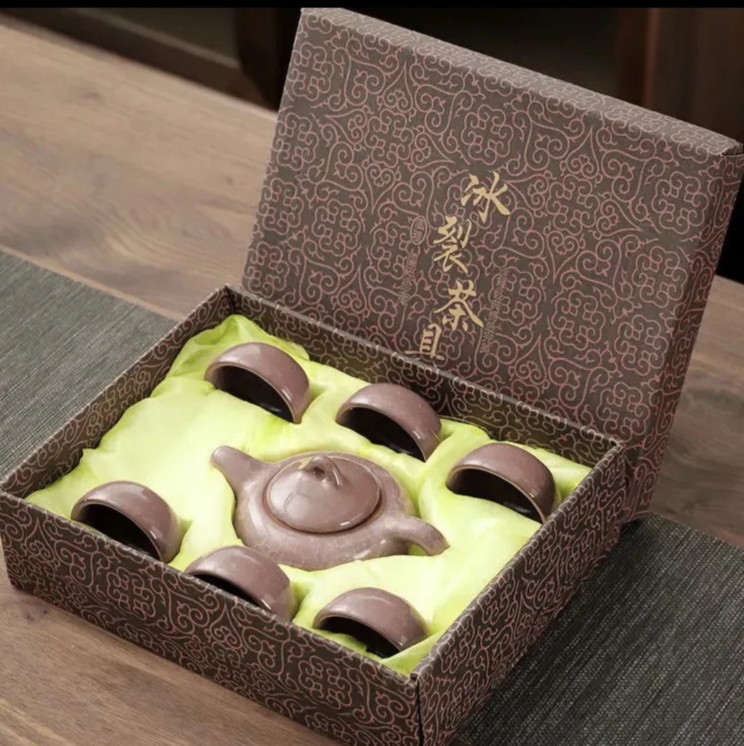 A-28(礼盒装)玫红色遇水化冰冰裂一壶六杯