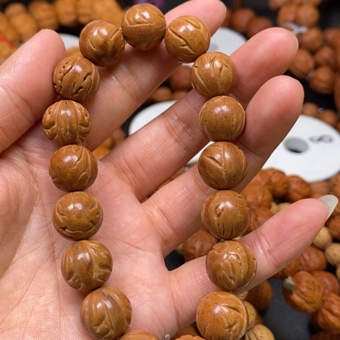 桃核手串小龙纹光珠