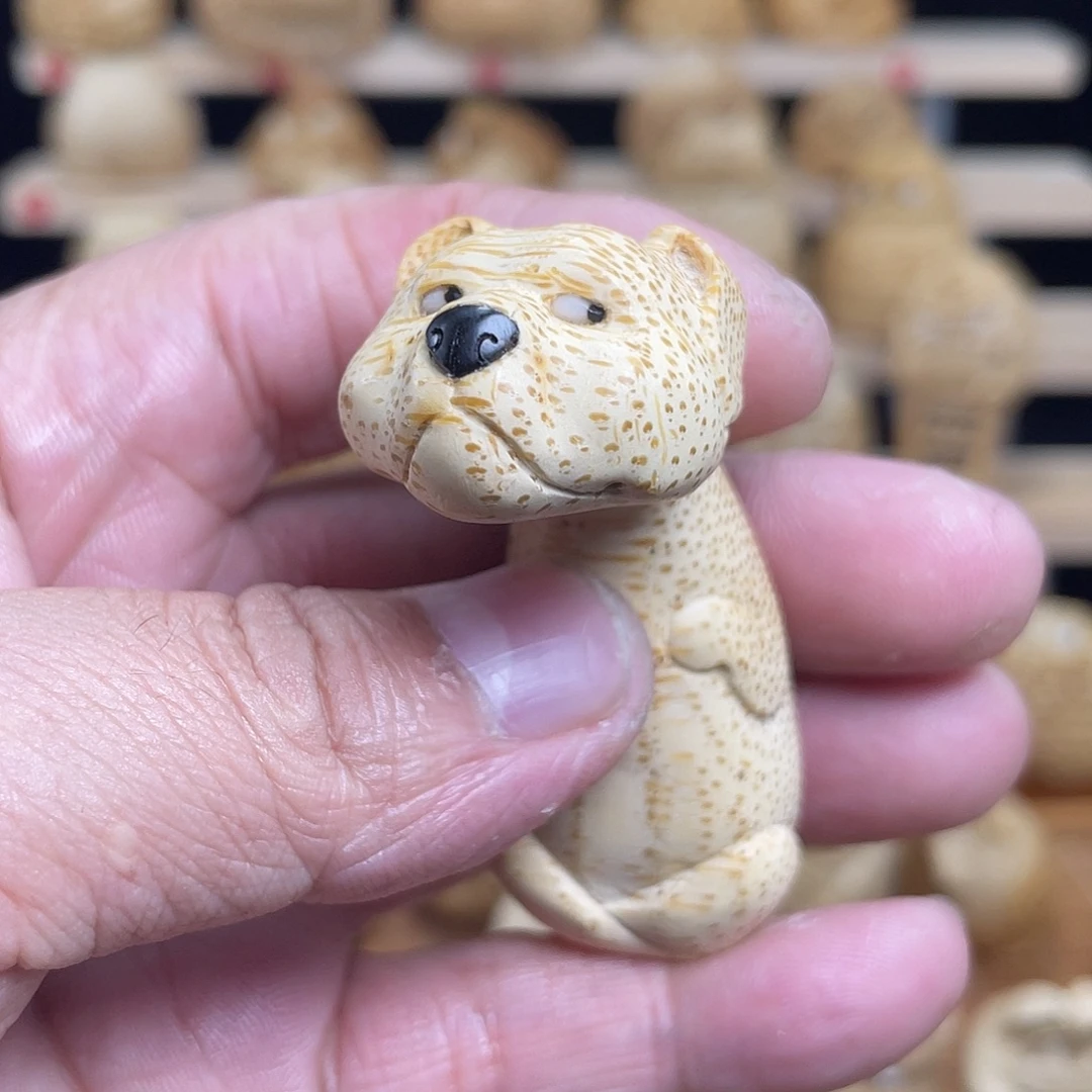 洋***平竹竹根雕细狗手把件