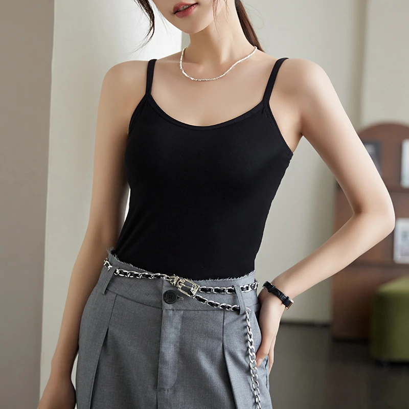 背心女内搭2025新款吊带背心带胸垫夏季黑色百搭美背打底小背心