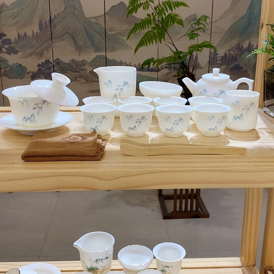 【墨城】羊脂玉瓷高山流水16头