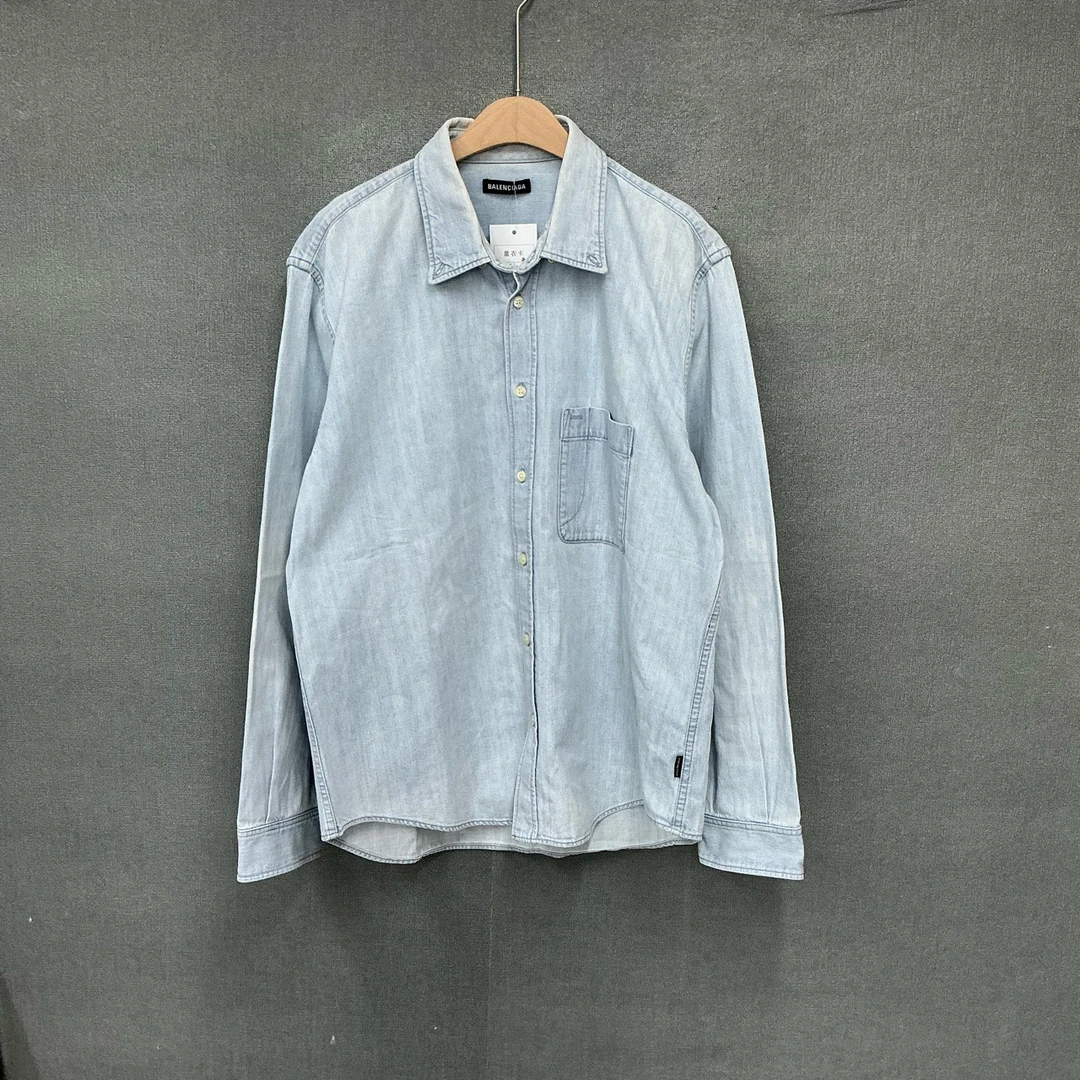 90新 Balenciaga/巴黎世家 背后印花牛仔长袖衬衫38码 4599