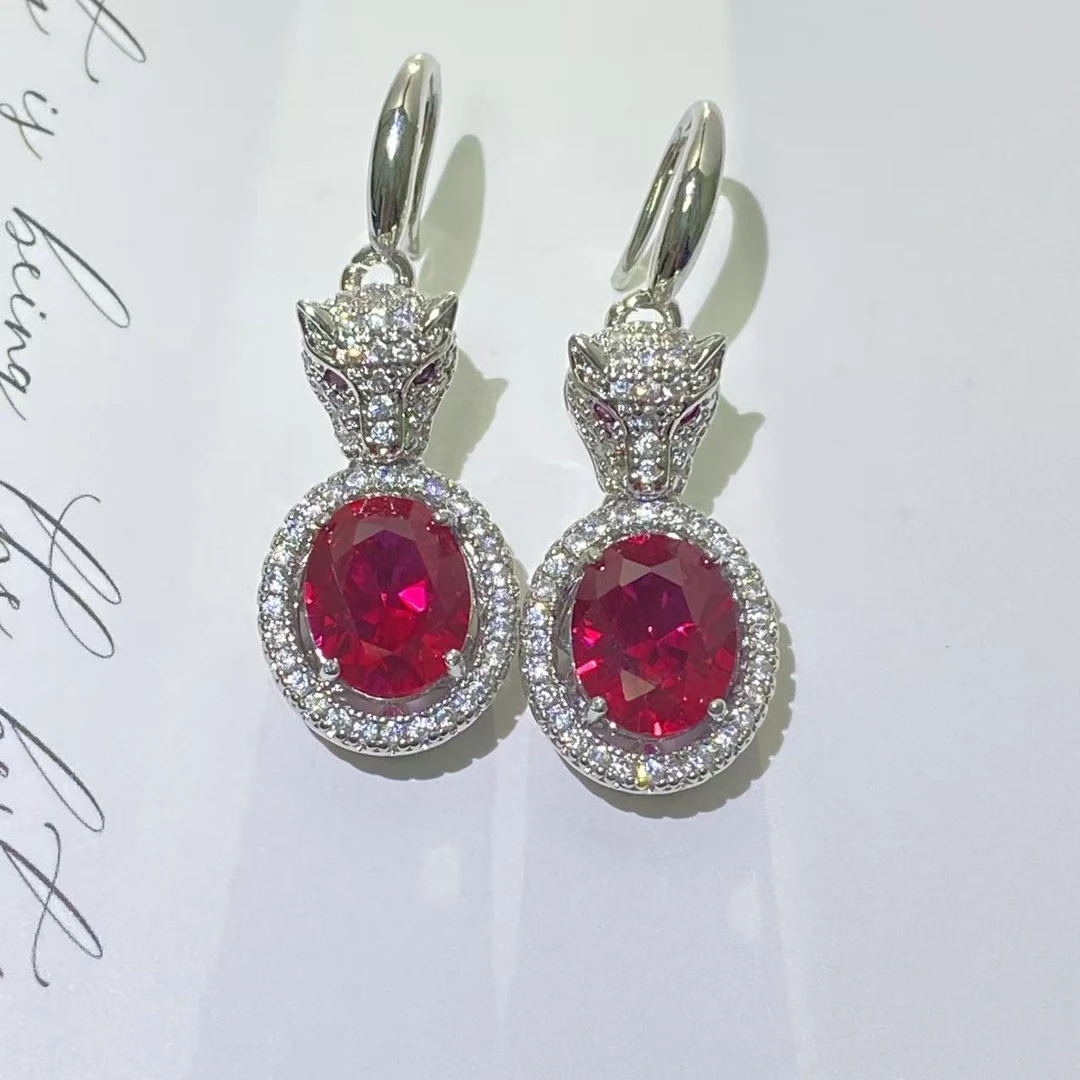 阿鲁沙-典藏轻奢-红宝石-高精切宝石耳饰T-226