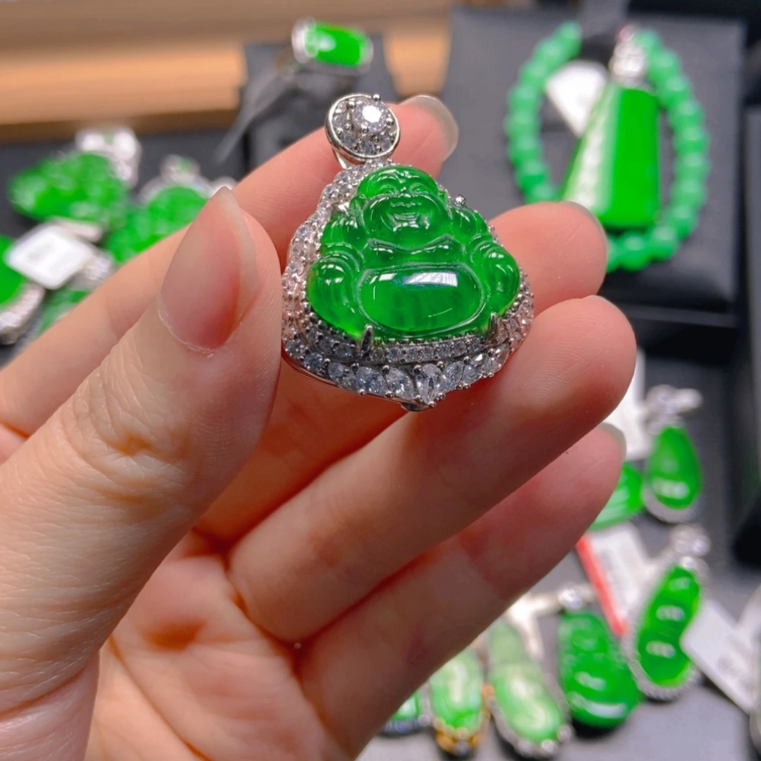 翡翠银S925镶嵌吊坠(不含链)